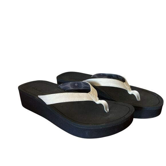 OluKai Women's Black and White Sandals - Picture 1 of 12